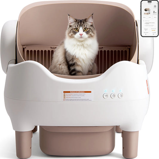 Self Cleaning Litter Box, Automatic Cat Litter Box with APP Control, Odor-Free Large Waste Bin, Open-Top for Multi Cats