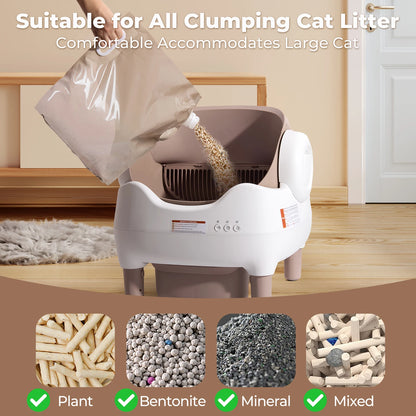 Self Cleaning Litter Box, Automatic Cat Litter Box with APP Control, Odor-Free Large Waste Bin, Open-Top for Multi Cats