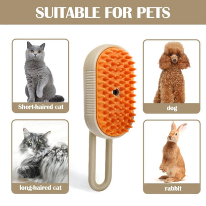 3-in-1 Steam Brush: Cat Grooming Comb with Vaporizer for Effortless Pet Hair Removal and Relaxing Massage