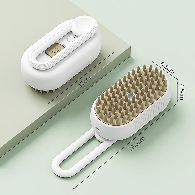 3-in-1 Steam Brush: Cat Grooming Comb with Vaporizer for Effortless Pet Hair Removal and Relaxing Massage